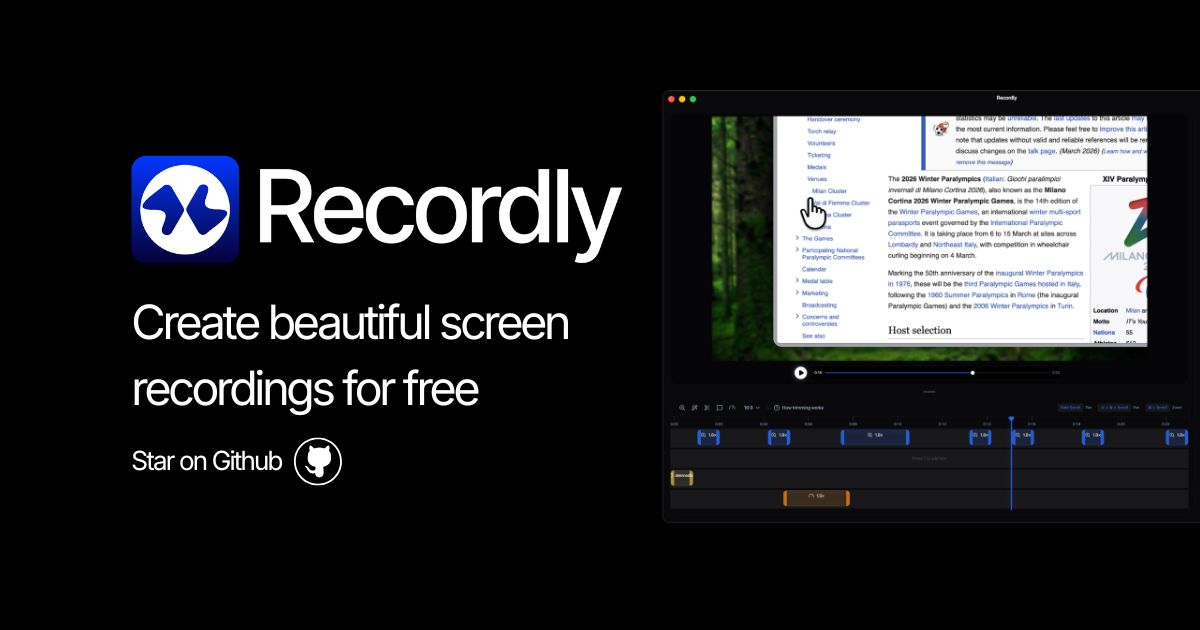 Recordly — 자동 줌·커서 내장 오픈소스 화면 녹화기