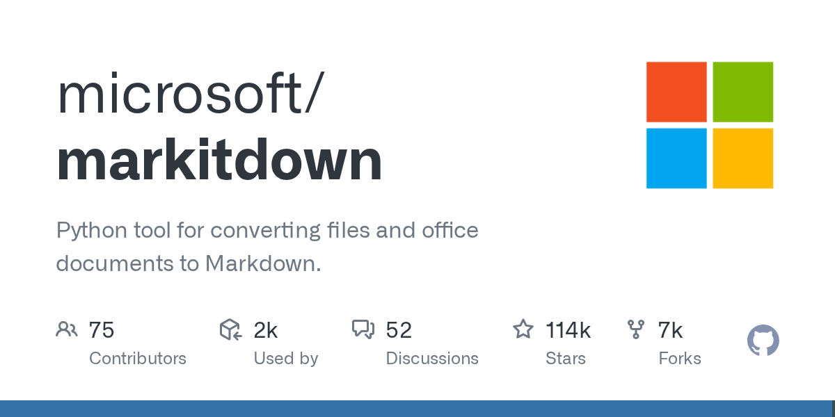 MarkItDown — 마이크로소프트 LLM용 문서 변환기 10만 스타 달성