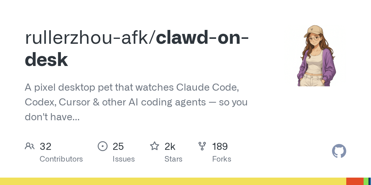 Clawd on Desk — Claude Code 작업 상태를 보여주는 귀여운 데스크톱 펫