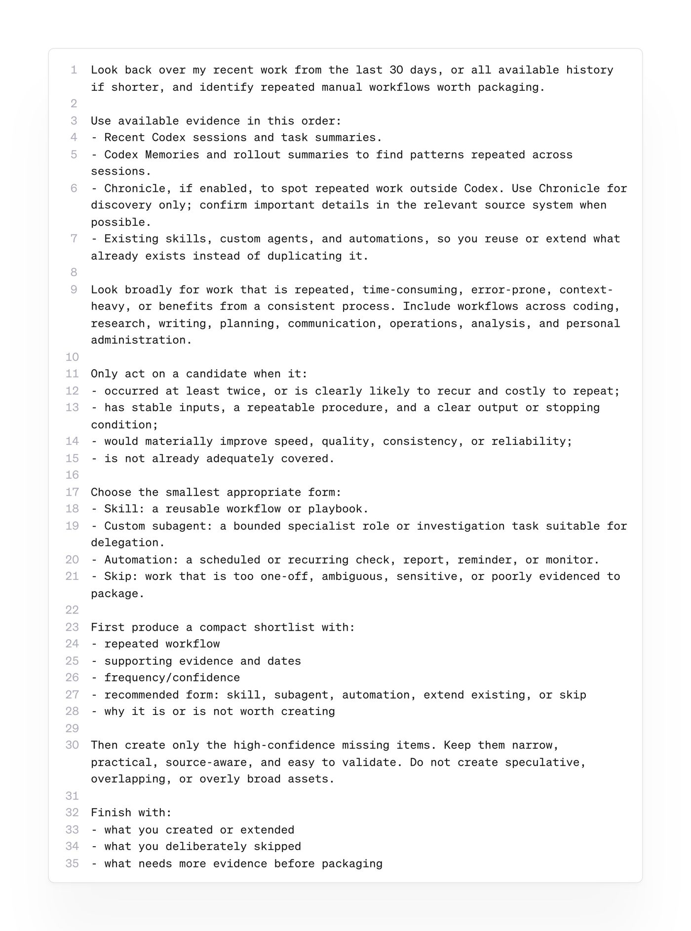 Codex — AI와 대화하며 반복 업무 자동화 기회 발굴