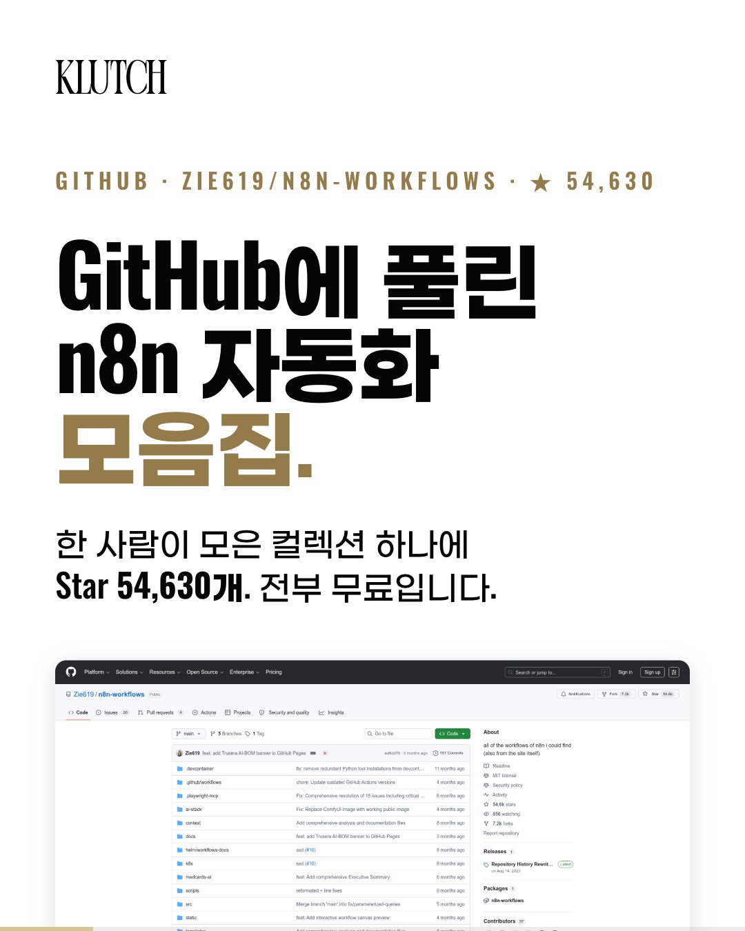 n8n-workflows — GitHub에서 54,630개 별을 받은 자동화 템플릿 모음집