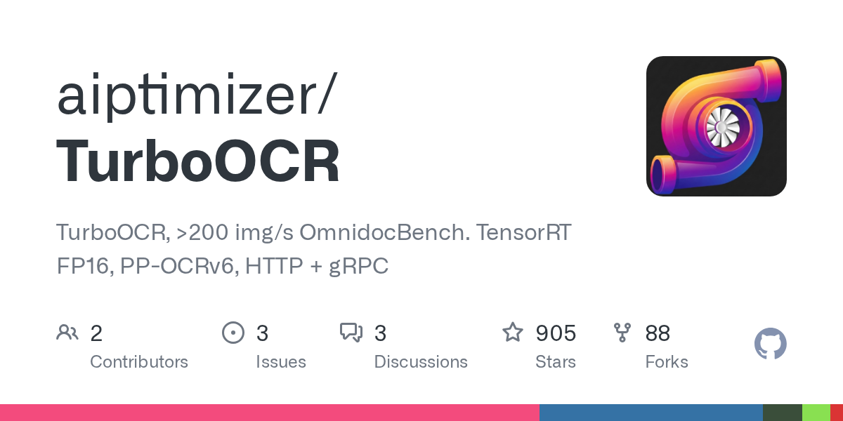 TurboOCR — C++/TensorRT 기반 초고속 문서 OCR 엔진