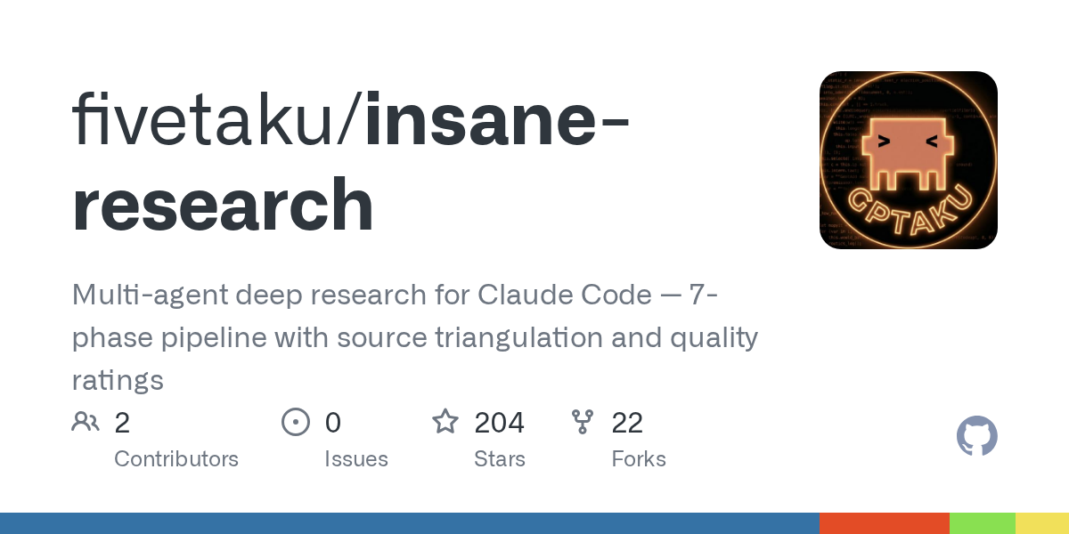insane-research — Claude 기반 다단계 AI 리서치 자동화 도구